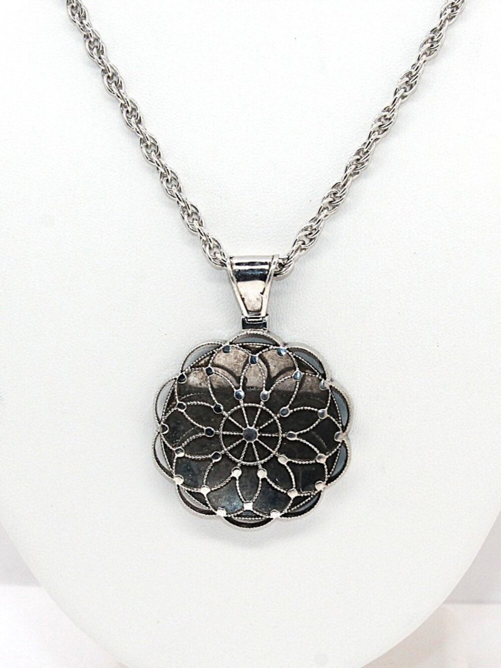 Vintage Sterling Silver Turkey DGS Floral Scroll Necklace